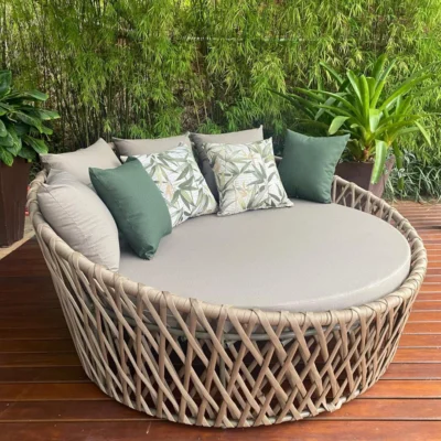 Chaise Vitória 1,50m Alumínio Tramada em Corda Náutica
